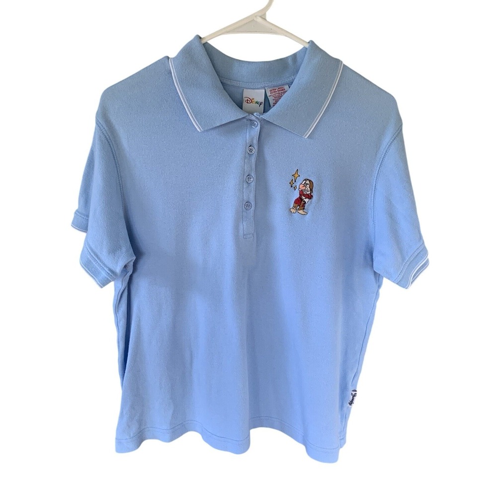 Women's XL Blue Polo Disney Grumpy Dwarf  Short‎ Sleeve Cotton